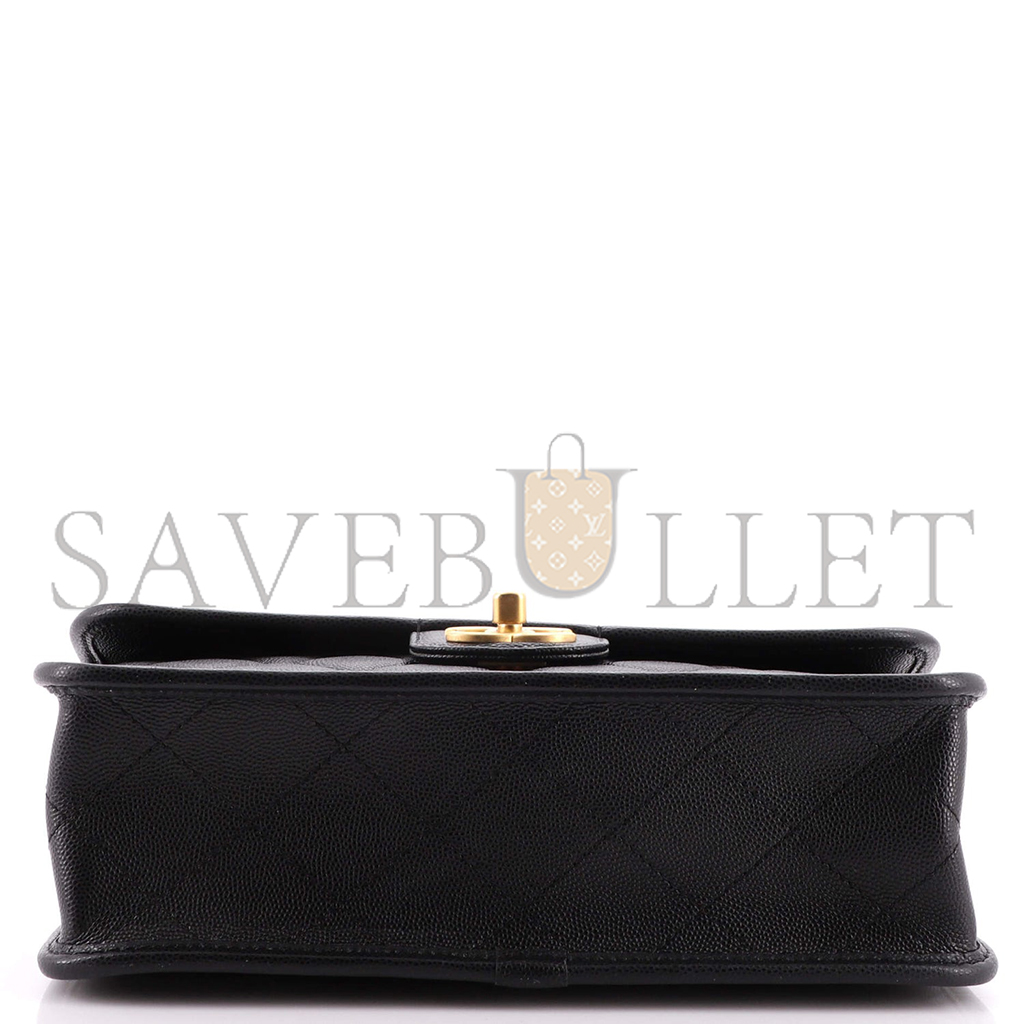 CHANEL MASTER CAVIAR QUILTED SCHOOL MEMORY  TOP HANDLE FLAP BLACK (25*21.5*7cm)